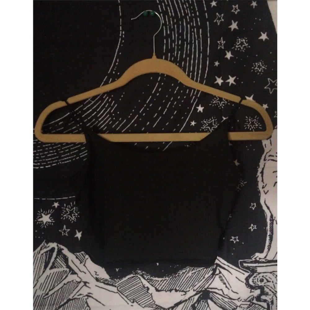 Black satin crop top